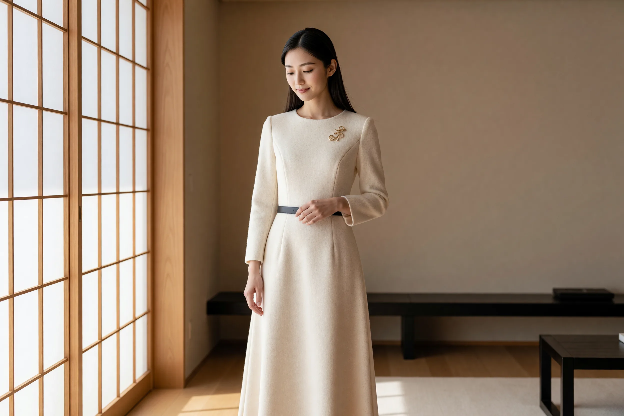 SHIORI コレクション - アイボリーのウールドレス
